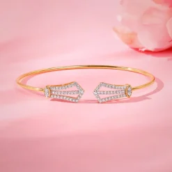 Gold Orvella Lab Grown Diamond Cuff Bracelet