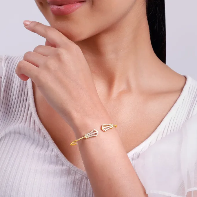 Gold Orvella Lab Grown Diamond Cuff Bracelet