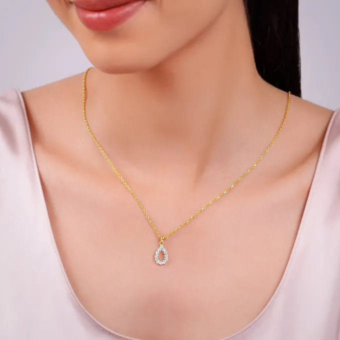 Gold Oval Aura Lab Grown Diamond Pendant