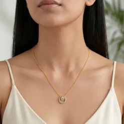 Gold Oval Aura Lab Grown Diamond Pendant