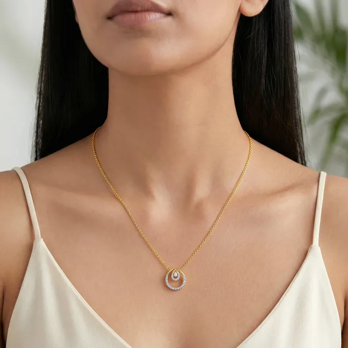 Gold Oval Aura Lab Grown Diamond Pendant