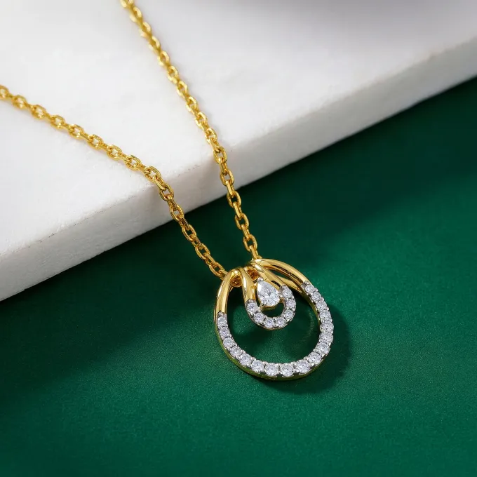 Gold Oval Aura Lab Grown Diamond Pendant