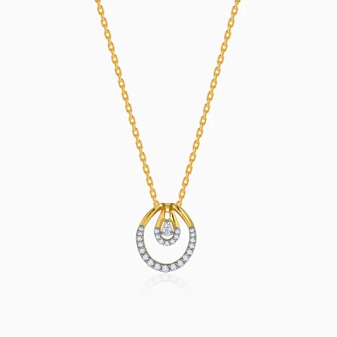 Gold Oval Aura Lab Grown Diamond Pendant