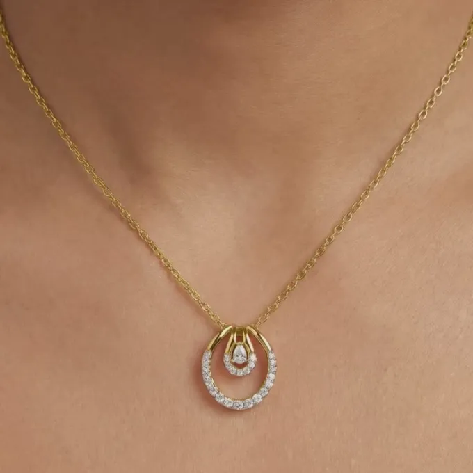 Gold Oval Aura Lab Grown Diamond Pendant