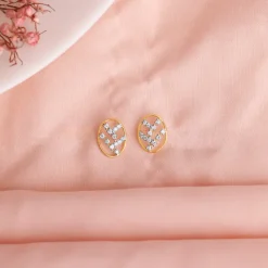 Gold Oval Lab Grown Diamond Stud Earrings