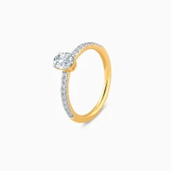 Gold Ovate Solitaire Lab Grown Diamond Ring