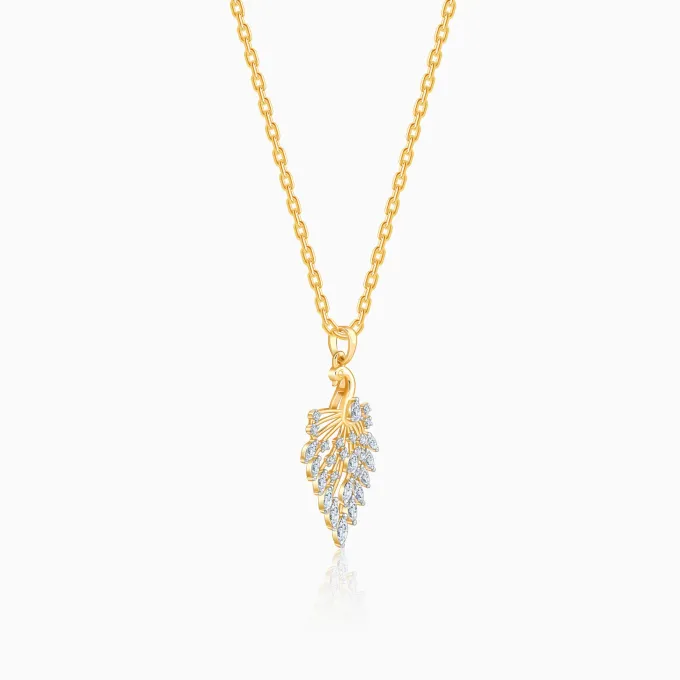 Gold Peacock Dance Lab Grown Diamond Pendant