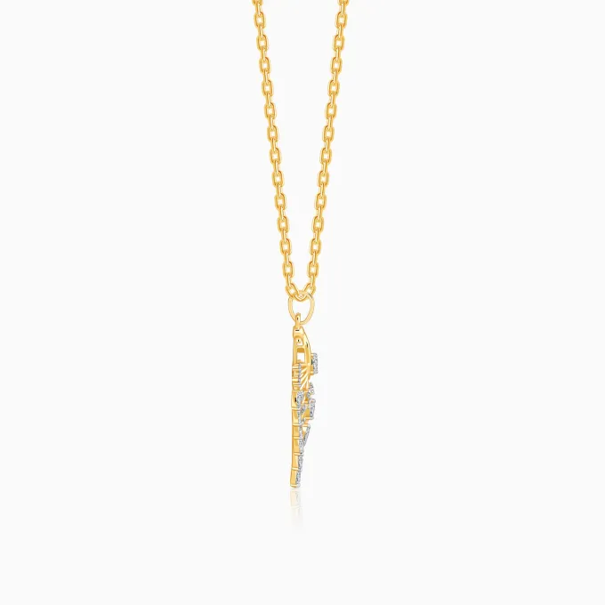 Gold Peacock Dance Lab Grown Diamond Pendant