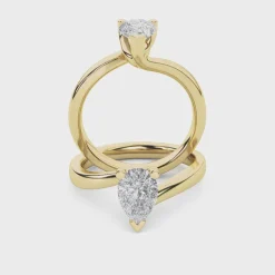 Gold Pear Solitaire Diamond Ring