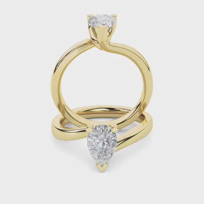 Gold Pear Solitaire Diamond Ring