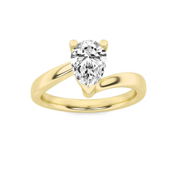 Gold Pear Solitaire Diamond Ring