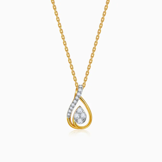 Gold Pear Within Lab Grown Diamond Pendant