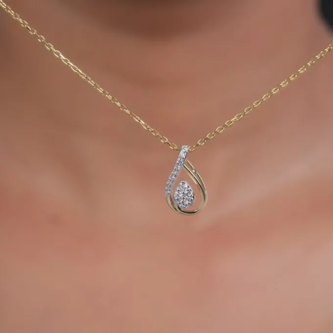 Gold Pear Within Lab Grown Diamond Pendant