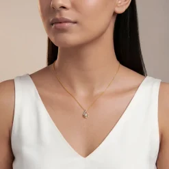 Gold Pear Within Lab Grown Diamond Pendant