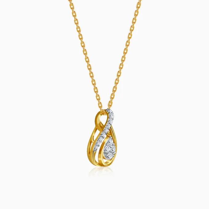 Gold Pear Within Lab Grown Diamond Pendant