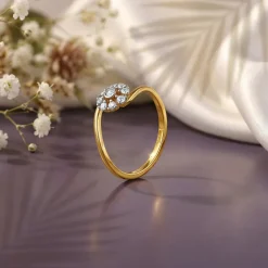 Gold Petal Confluence Lab Grown Diamond Ring (Size 12)