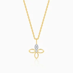 Gold Petal Sparkle Lab Grown Diamond Pendant