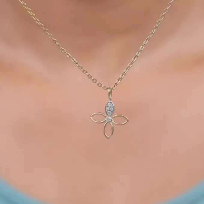 Gold Petal Sparkle Lab Grown Diamond Pendant
