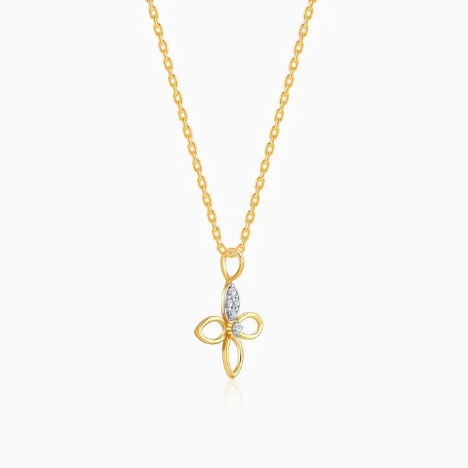 Gold Petal Sparkle Lab Grown Diamond Pendant