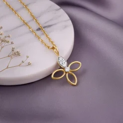 Gold Petal Sparkle Lab Grown Diamond Pendant