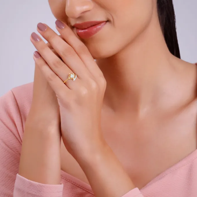 Gold Petal Spirit Lab Grown Diamond Ring