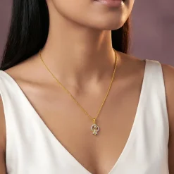 Gold Petal Whisper Lab Grown Diamond Pendant
