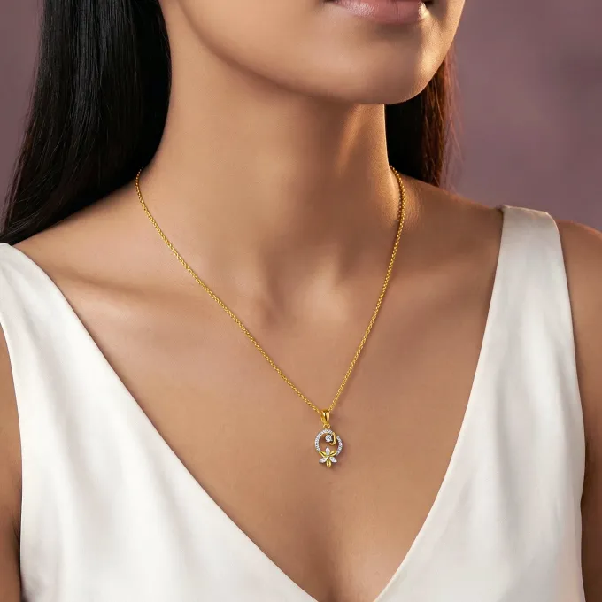 Gold Petal Whisper Lab Grown Diamond Pendant