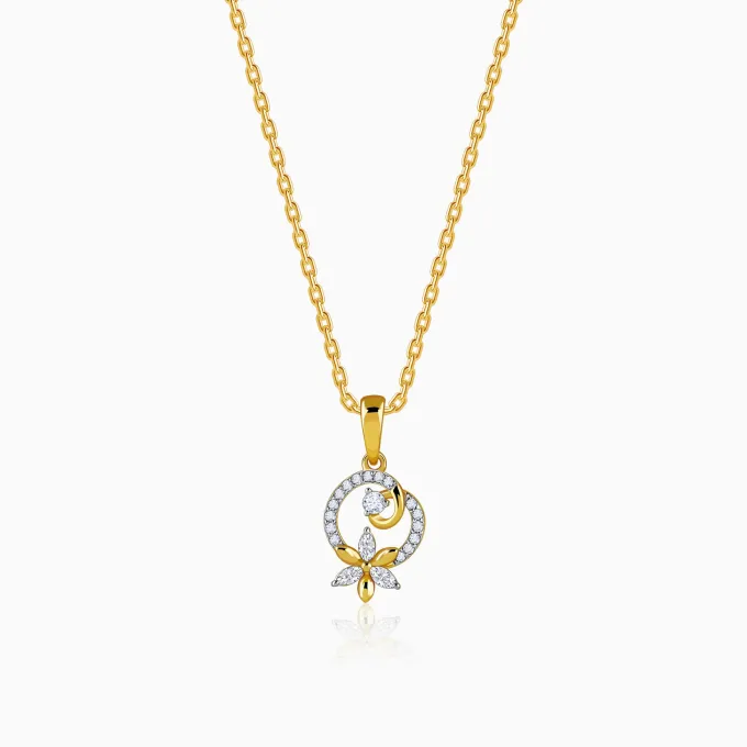 Gold Petal Whisper Lab Grown Diamond Pendant