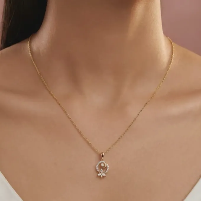 Gold Petal Whisper Lab Grown Diamond Pendant