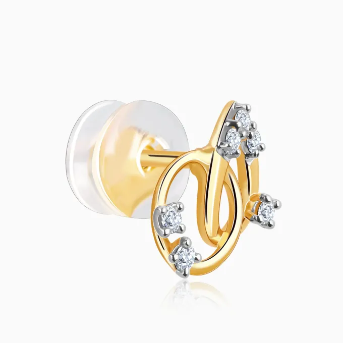 Gold Petioles Diamond Studs