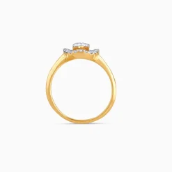 Gold Plumeria Halo Lab Grown Diamond Ring