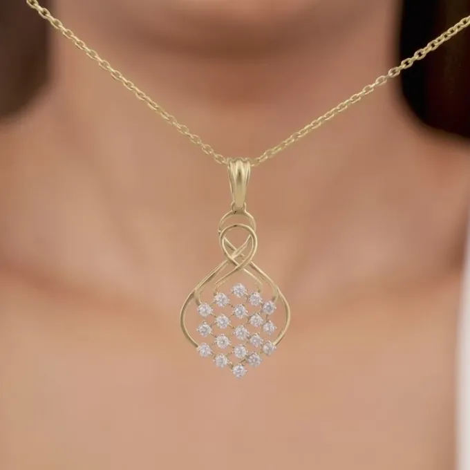 Gold Poire Diamond Pendant