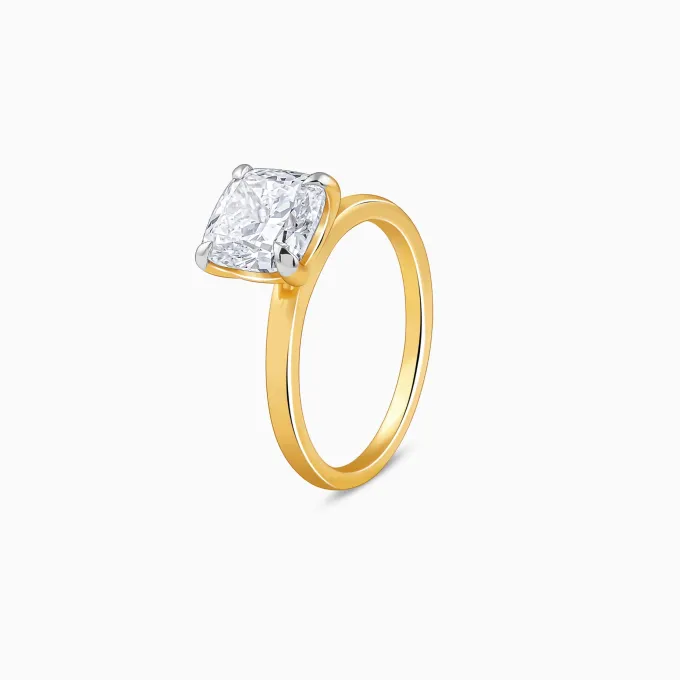 Gold Princess-cut Solitaire Lab Grown Diamond Ring