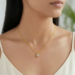 Gold Prism Poise Lab Grown Diamond Pendant