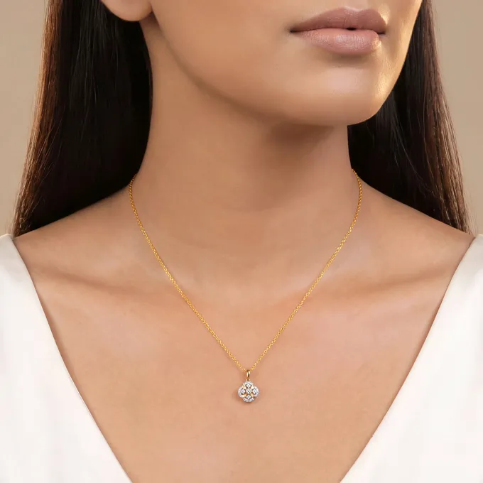 Gold Quiet Flower Lab Grown Diamond Pendant