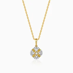 Gold Quiet Flower Lab Grown Diamond Pendant