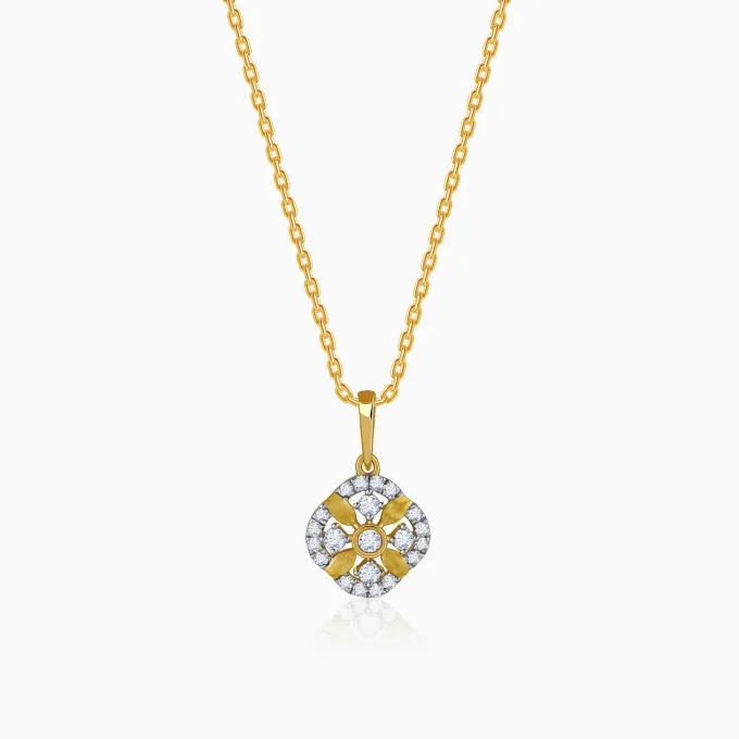 Gold Quiet Flower Lab Grown Diamond Pendant
