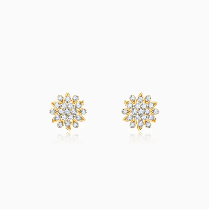Gold Radiant Blossom Diamond Earrings