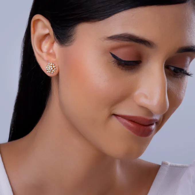 Gold Radiant Blossom Diamond Earrings