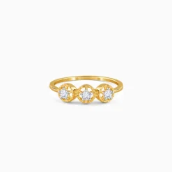 Gold Radiant Circles Lab Grown Diamond Ring