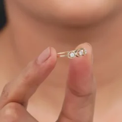 Gold Radiant Circles Lab Grown Diamond Ring