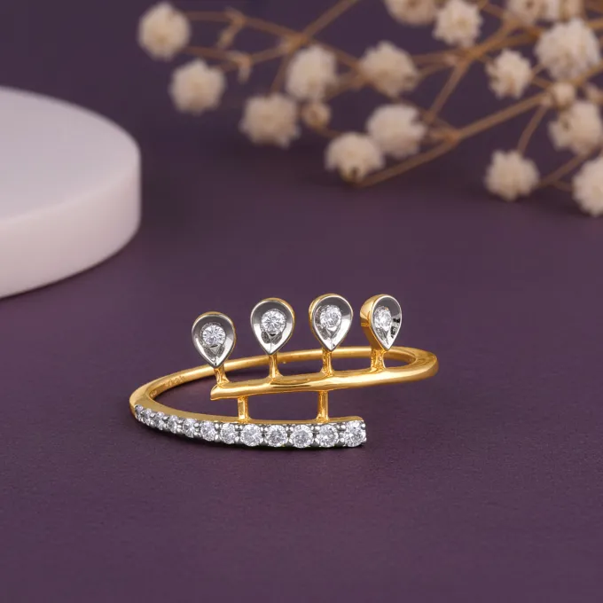 Gold Radiant Drops Lab Grown Diamond Ring