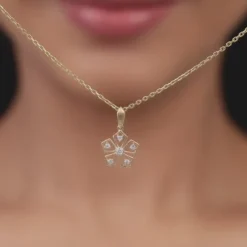 Gold Radiant Petals Lab Grown Diamond Pendant