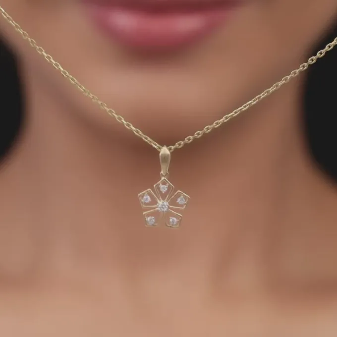 Gold Radiant Petals Lab Grown Diamond Pendant