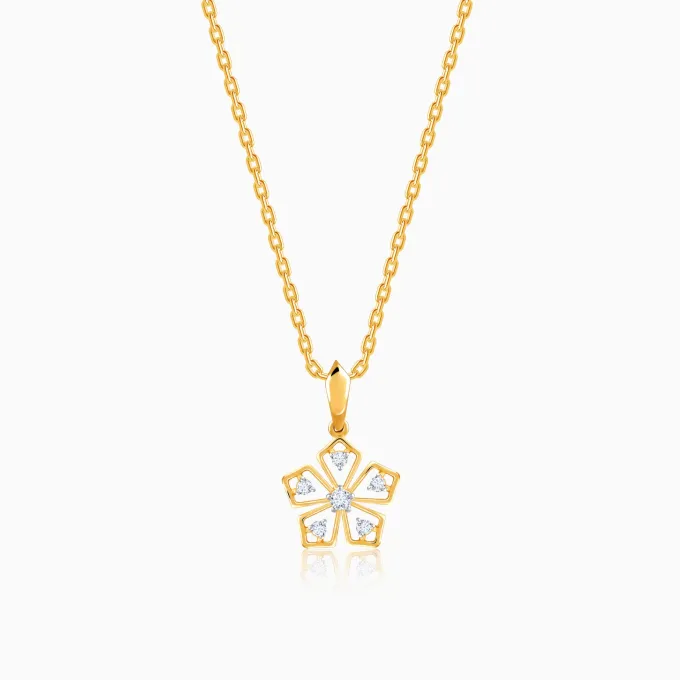 Gold Radiant Petals Lab Grown Diamond Pendant