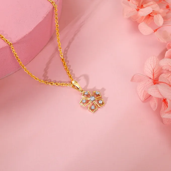 Gold Radiant Petals Lab Grown Diamond Pendant