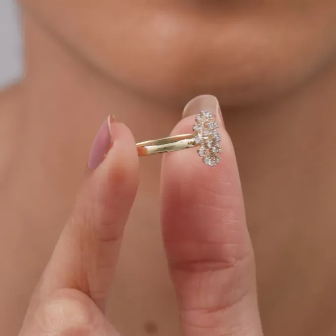 Gold Radiant Wheel Lab Grown Diamond Ring