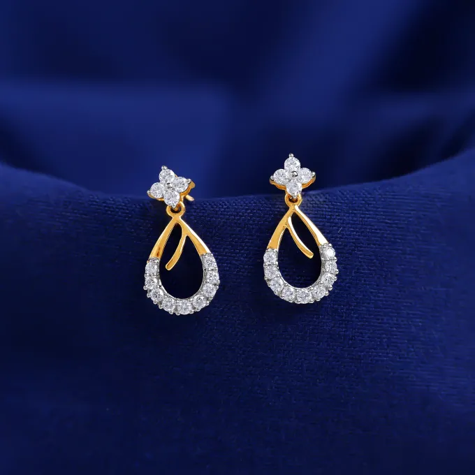 Gold Raindrop Lab Grown Diamond Earrings