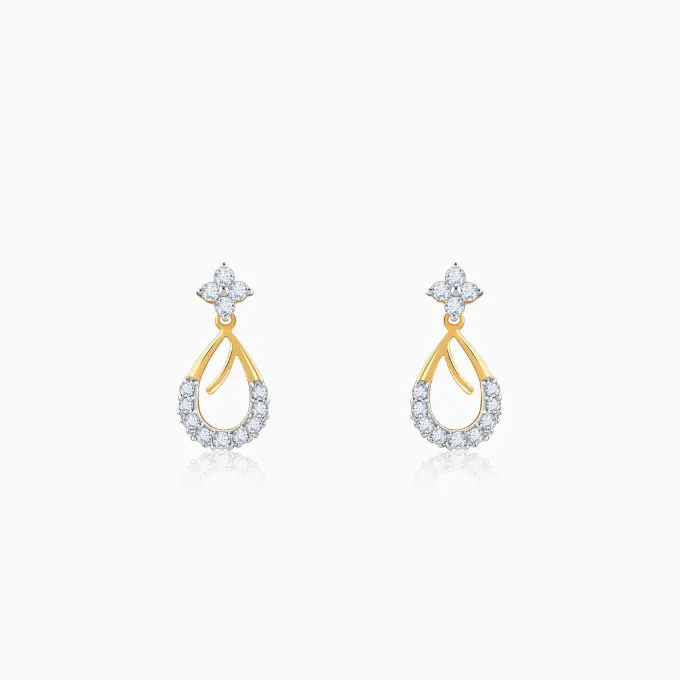 Gold Raindrop Lab Grown Diamond Earrings
