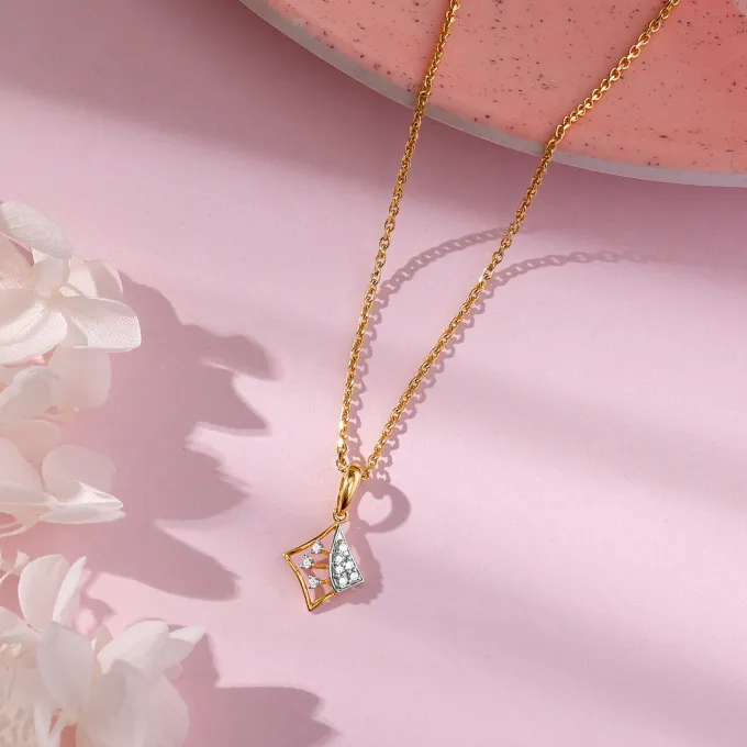 Gold Rhombus Diamond Pendant